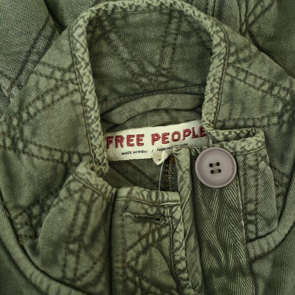 Free People Juno Quilted Jacket Top Bomber Oversized Buttondown Cotton M 283517 - Picture 9 of 9